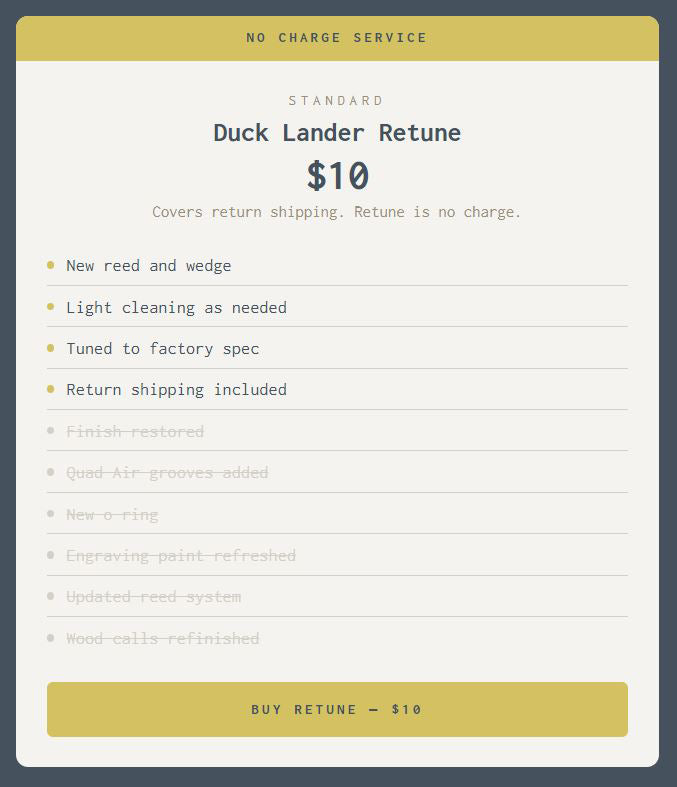 Duck Lander Call Service